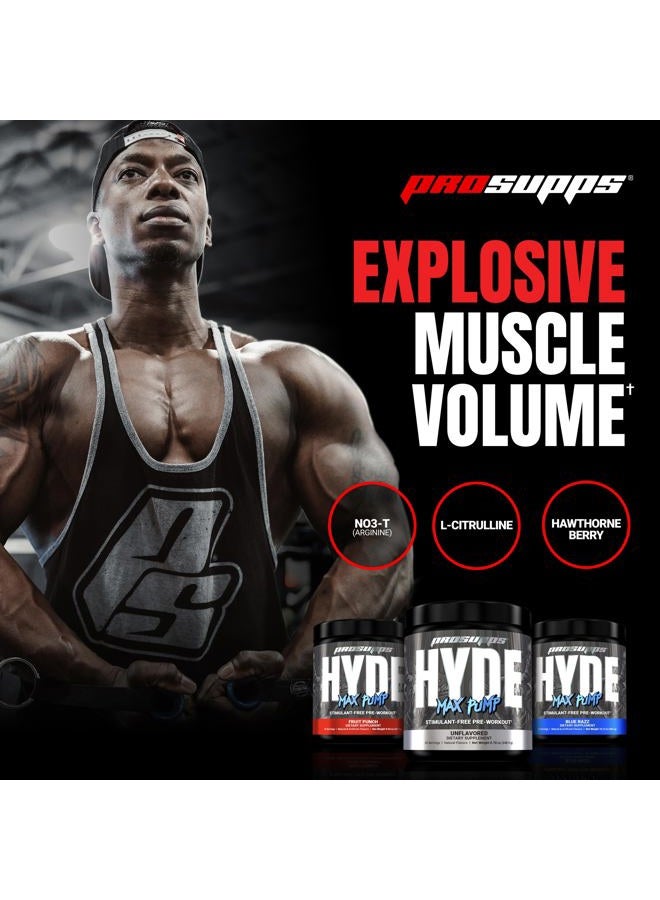 ProSupps Hyde Max Pump Pre Workout for Men and Women - Nitric Oxide Supplement for Pump and Endurance - Stimulant Free Pre Workout to Promote Blood Flow and Muscle Strength (Blue Razz, 20 Servings)  - Image 4