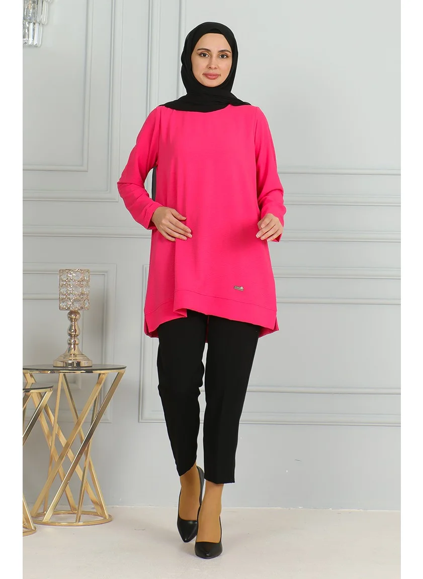 Sefa Merve Aerobin Fabric Slit Tunic 9138-01 Fuchsia