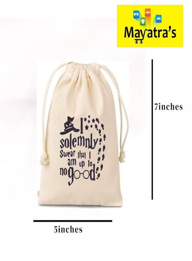 Mayatra's حقيبة سحب قطنية عضوية من مايتر، هدية عيد الميلاد، أكياس عيد الميلاد، أكياس تخزين للحفلات، 5x7 بوصات (عبوة من 10)  - Image 2