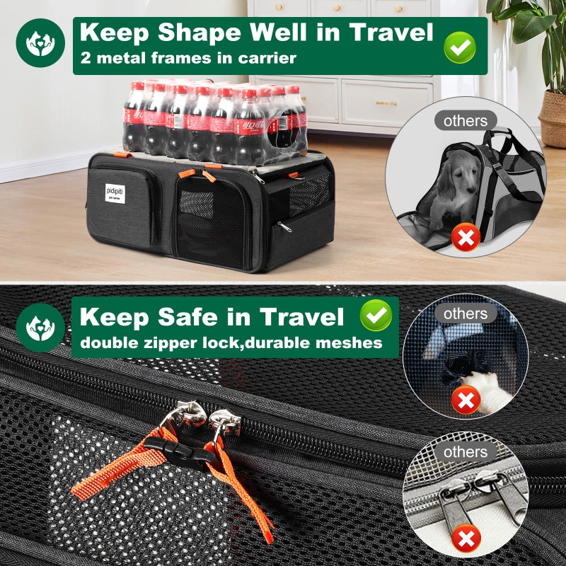 pidipiti 17x13x8 Frontier Allegiant Breeze Airlines Approved top Expandable pet Carrier for Extra-Small Dog/Small cat,Weight up to 5 lbs,Length Shorter Than 16'' - Image 5