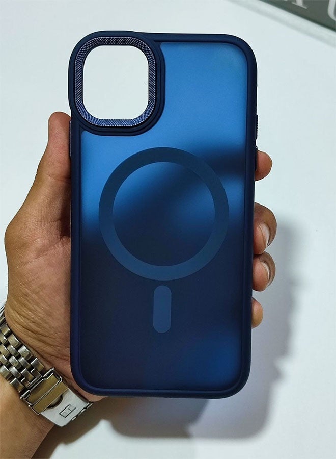 Magnetic Case for iPhone 11 Pro Max, Supports MagSafe Wireless Charging, Semi-Transparent Matte Protective Cover, Shockproof, Scratch-Resistant, and Fingerprint-Resistant with Raised Bezel for Camera Protection - Navy Blue - Image 1