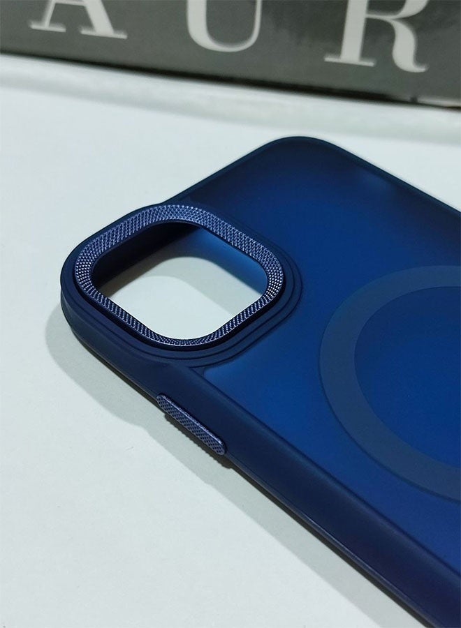 Magnetic Case for iPhone 11 Pro Max, Supports MagSafe Wireless Charging, Semi-Transparent Matte Protective Cover, Shockproof, Scratch-Resistant, and Fingerprint-Resistant with Raised Bezel for Camera Protection - Navy Blue - Image 2