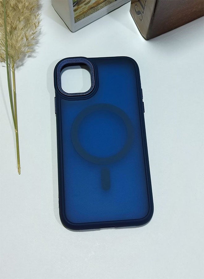 Magnetic Case for iPhone 11 Pro Max, Supports MagSafe Wireless Charging, Semi-Transparent Matte Protective Cover, Shockproof, Scratch-Resistant, and Fingerprint-Resistant with Raised Bezel for Camera Protection - Navy Blue - Image 4