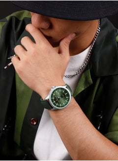 NAVIFORCE PU Leather Band Analog Qaurtz Wirist Watch For Men NF9248L S/GN/GN - 46mm - Green  - Image 3