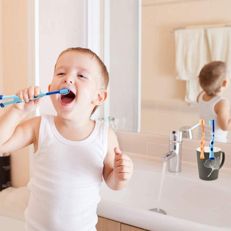 SOLARAE 6 Pack Kid’s Toddler Toothbrush, Manual Toothbrush with Extra Soft Bristles and Standing Base, Suitable for Over 2 Years Old, Soft-Grip Toothbrush Toddler - Image 2