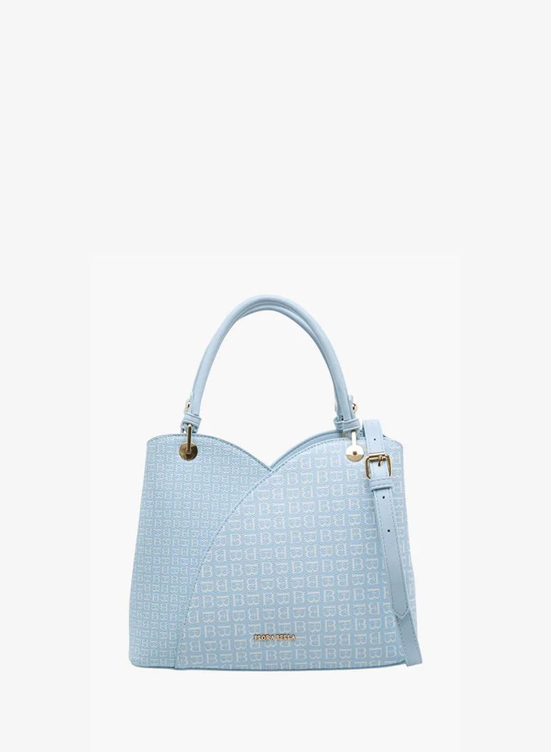 Monogram Print Tote Bag With Detachable Strap
