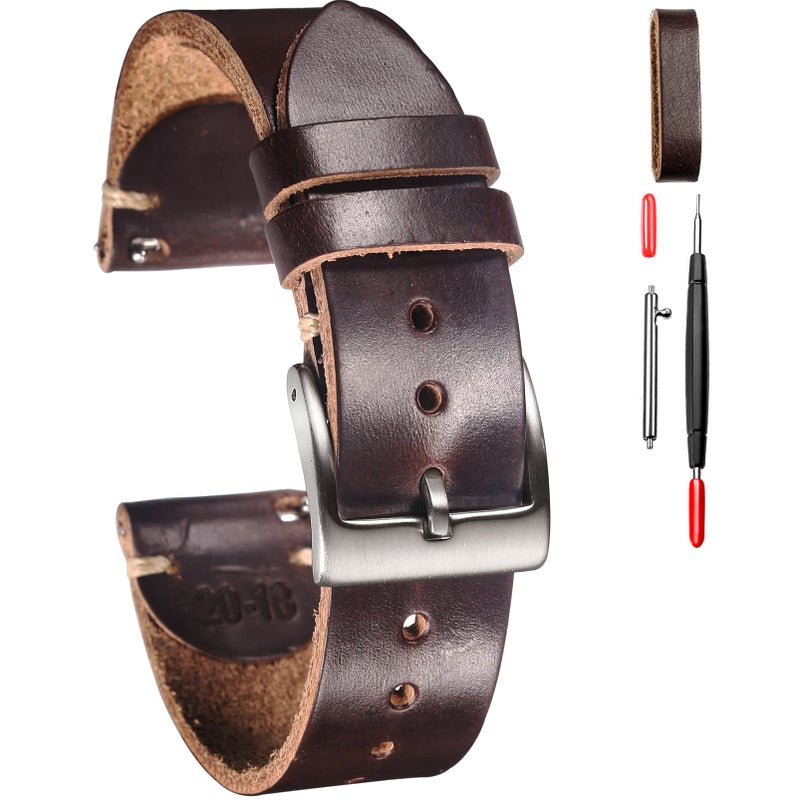hemsut h Horween Men’s Leather Quick Release Strap 18/19/20/21/22mm, Premium Handmade Watch Band - Image 1