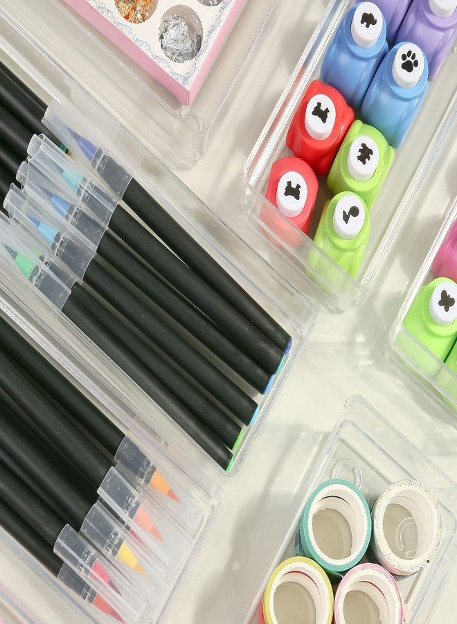 لوتفانسي منظم أدراج بلاستيكي شفاف من لوت فانسي، 6 بوصات × 3 بوصات × 2 بوصة، مجموعة من 3 صناديق تخزين أدراج لمستحضرات التجميل والمكياج، قابلة للتكديس - Image 5