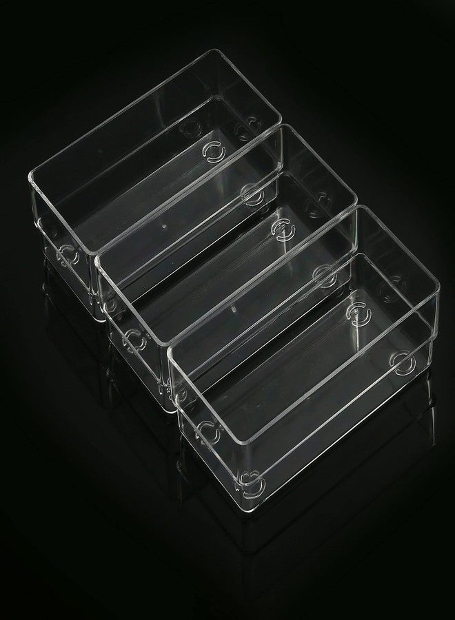 لوتفانسي منظم أدراج بلاستيكي شفاف من لوت فانسي، 6 بوصات × 3 بوصات × 2 بوصة، مجموعة من 3 صناديق تخزين أدراج لمستحضرات التجميل والمكياج، قابلة للتكديس - Image 3