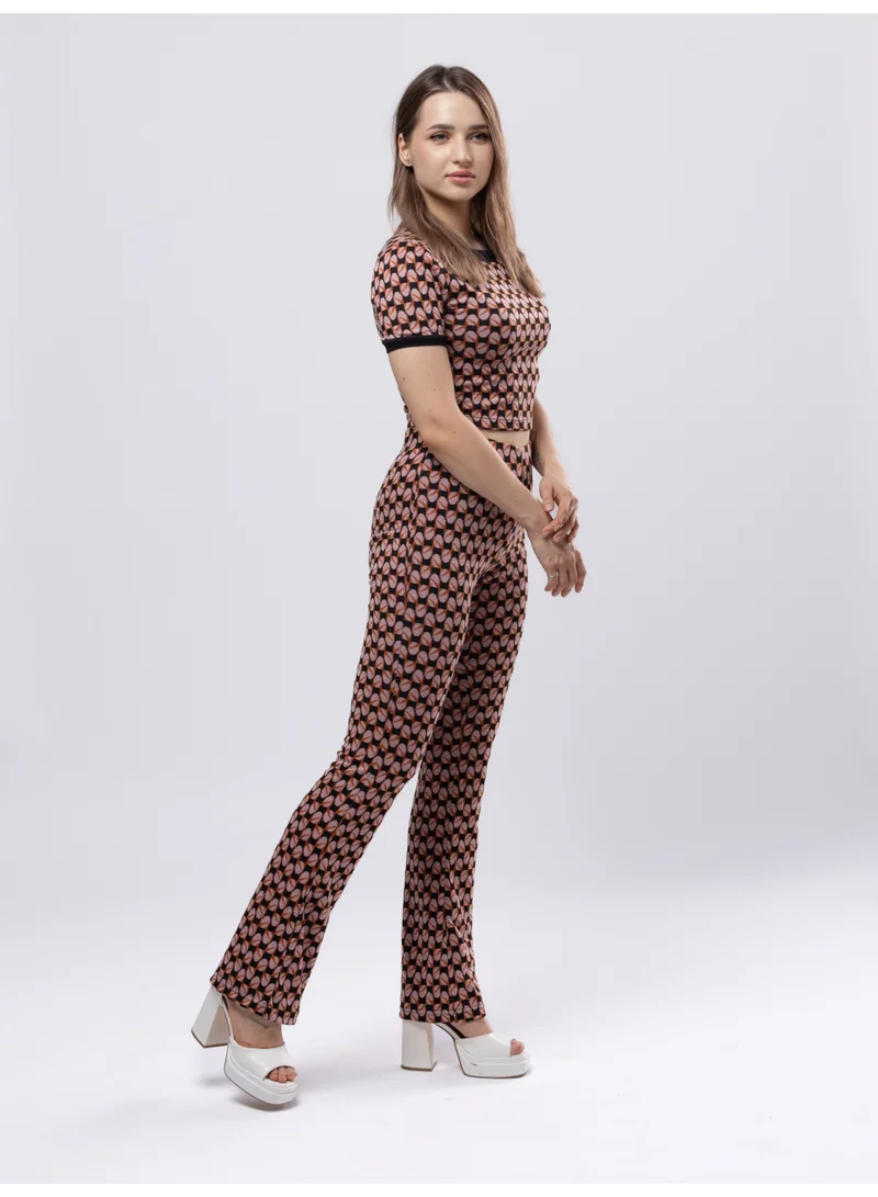Fashonara  Knitted Crop Top and Pants 2-Piece Set for Women | Best Price UAE