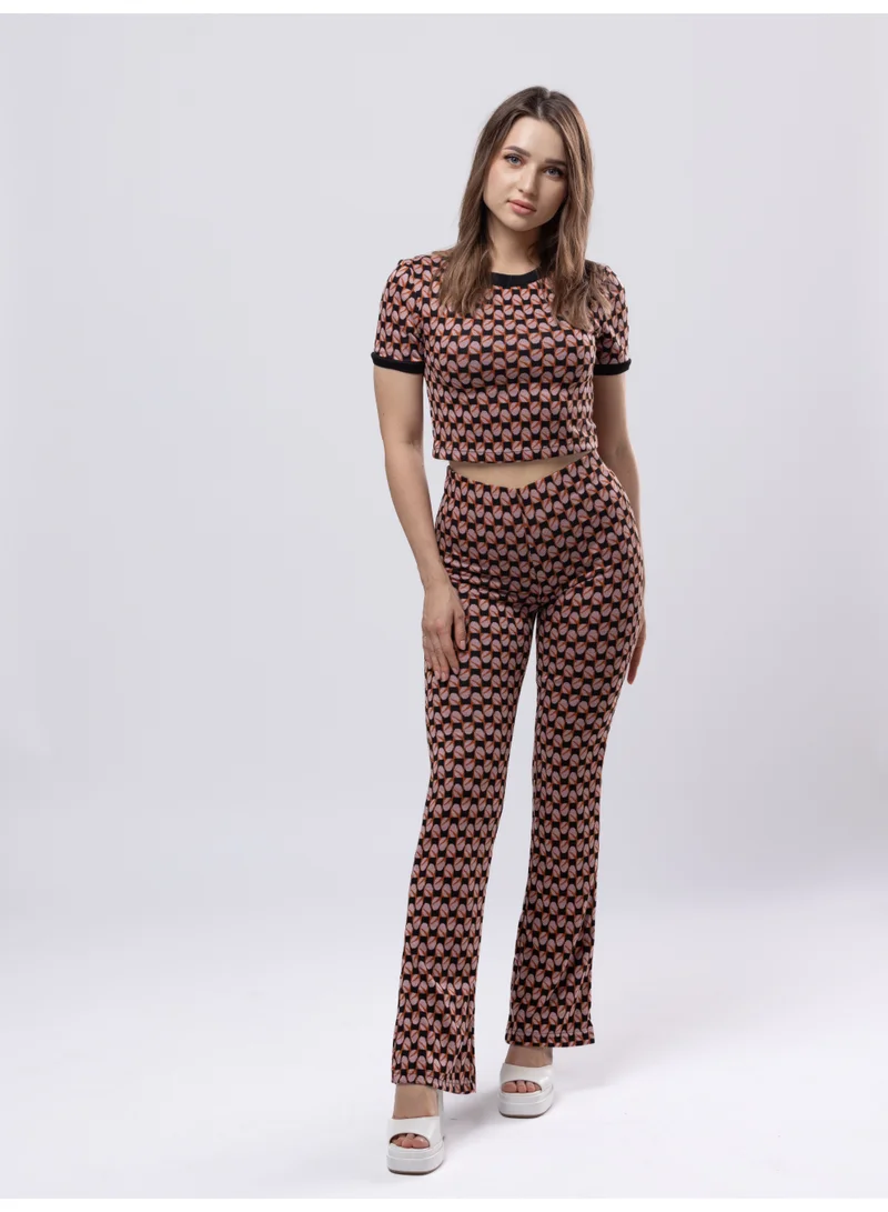 Fashonara  Knitted Crop Top and Pants 2-Piece Set for Women | Best Price UAE