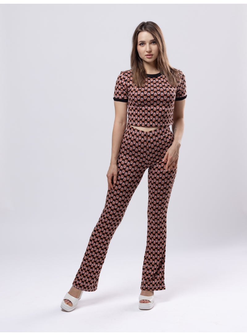Fashonara Knitted Crop Top and Pants 2-Piece Set - Image 1