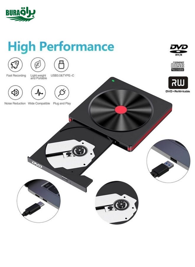 BURAQ 048 Type-C Optical Drive Portable DVD-RW External USB Optical Drive Laptop DVD Burner  - Image 2