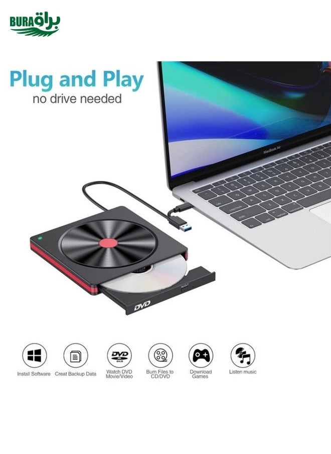BURAQ 048 Type-C Optical Drive Portable DVD-RW External USB Optical Drive Laptop DVD Burner  - Image 3
