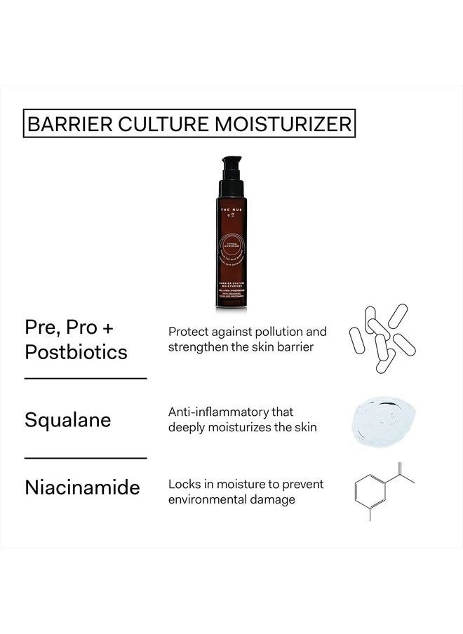 the nue co - . - BARRIER CULTURE MOISTURIZER - Soothing Prebiotic + Probiotic Moisturizer For All Skin Types - Anti-Pollution - Squalene, Niacinamide + Ceramides - Vegan, Fragrance-Free - 50ml - Image 1