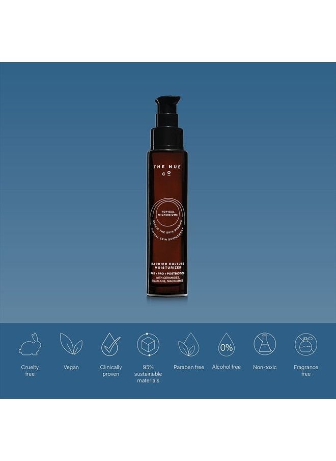 the nue co - . - BARRIER CULTURE MOISTURIZER - Soothing Prebiotic + Probiotic Moisturizer For All Skin Types - Anti-Pollution - Squalene, Niacinamide + Ceramides - Vegan, Fragrance-Free - 50ml - Image 1