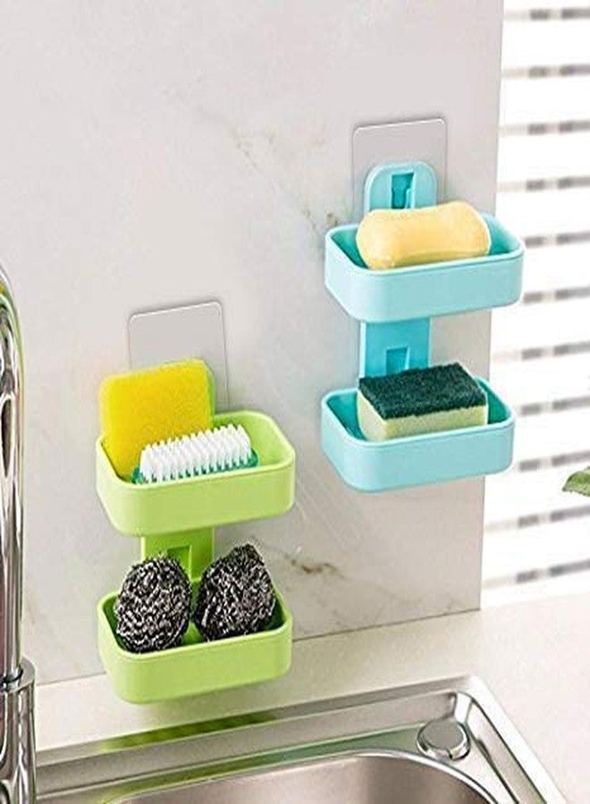 Sampton ABS Plastic Double Layer Soap Holder Sticker Wall Mounted Soap Box Holder for Bathroom Kitchen and Wash Basin (1) - Image 2