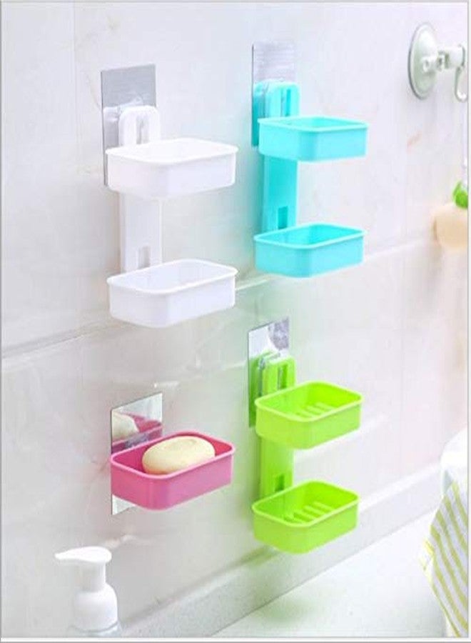 Sampton ABS Plastic Double Layer Soap Holder Sticker Wall Mounted Soap Box Holder for Bathroom Kitchen and Wash Basin (1) - Image 4