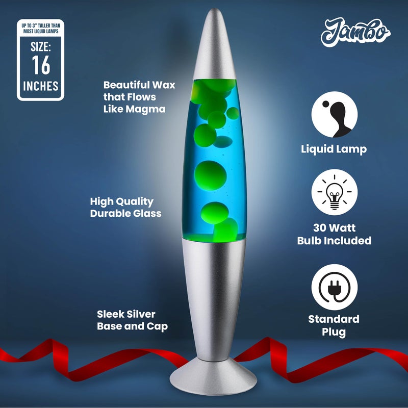 JAMBO 16" Beautiful Lamp- The Upgraded Motion Lamp- Blue with Yellow/Green Wax, Relaxing Liquid Lamp, Night Light Nightlight, Home Decor Living Room Office Bedroom Lamp for Adults Teens Kids, Magma - Image 5
