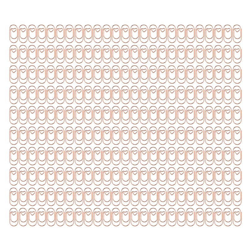 Pink Gold Heart Shaped Paper Clips Plastic Covered 250 Pieces For School Office Home - Image 2