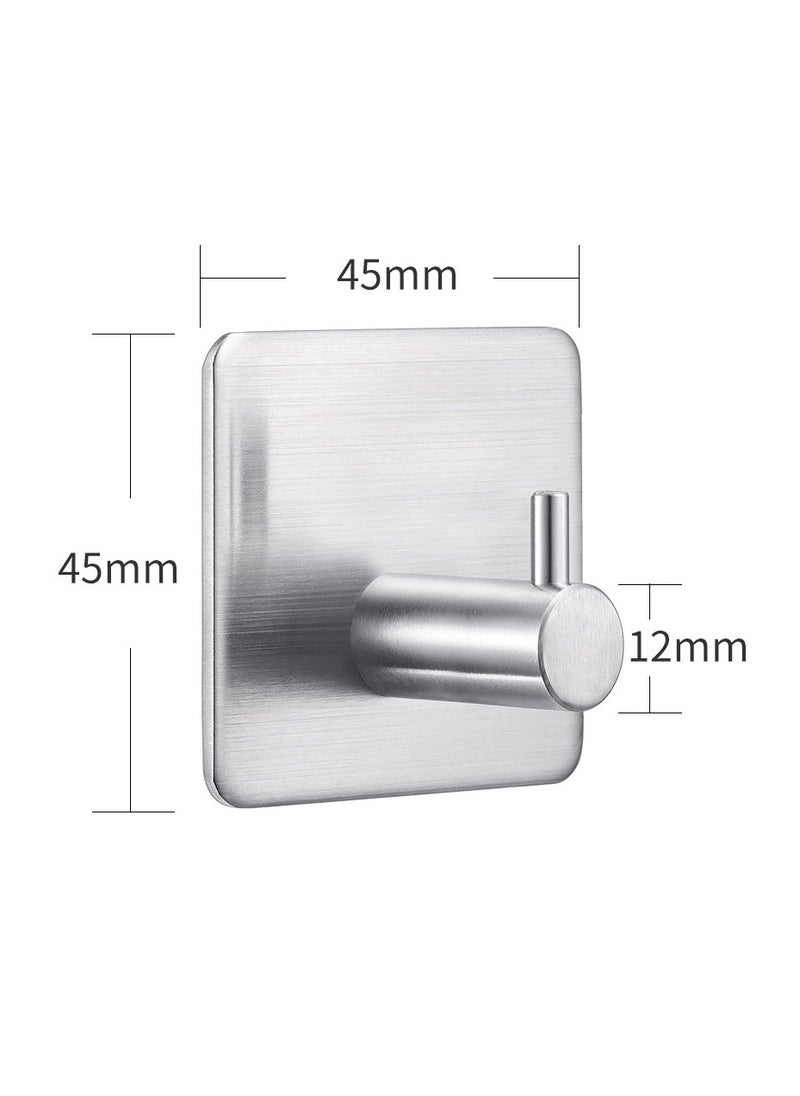 EZGOZ Stainless Steel Wall Hooks Waterproof Heavy Duty Adhesive Wall Hangers for Towel and Kitchen Bathroom Key Organization - 6Packs Silvery  - Image 2