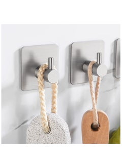 EZGOZ Stainless Steel Wall Hooks Waterproof Heavy Duty Adhesive Wall Hangers for Towel and Kitchen Bathroom Key Organization - 6Packs Silvery  - Image 3