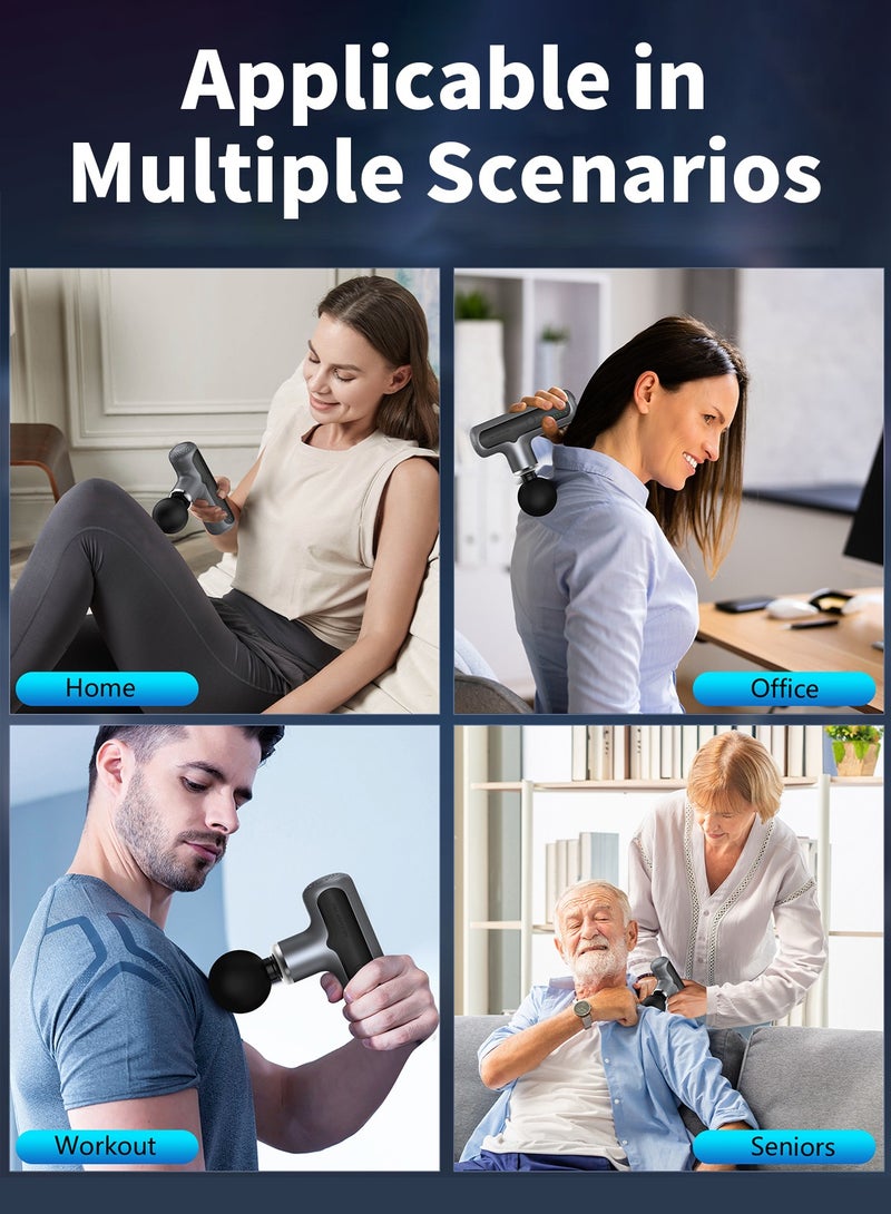 TONEOF Handheld Massager, Electric Massage Gun for Shoulder Leg Back Body, 4 Heads, USB-C Fast Charge, Deep Tissue Percussion, for Muscle Recovery and Pain Relief - Image 2