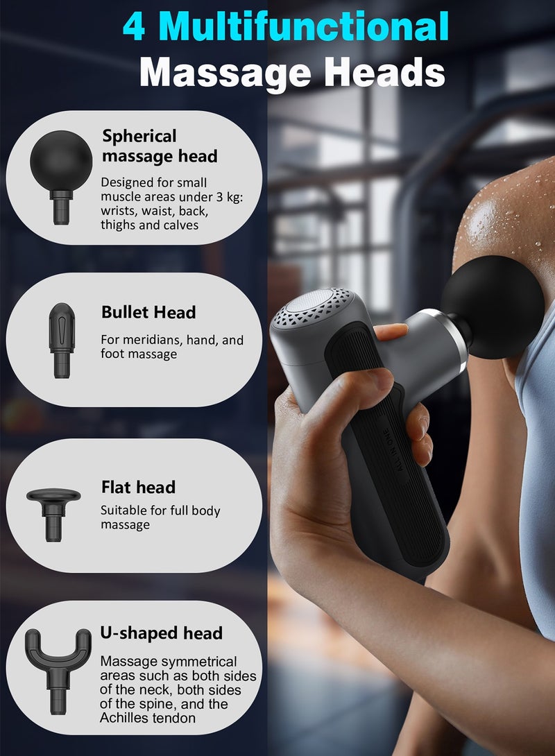 TONEOF Handheld Massager, Electric Massage Gun for Shoulder Leg Back Body, 4 Heads, USB-C Fast Charge, Deep Tissue Percussion, for Muscle Recovery and Pain Relief - Image 5