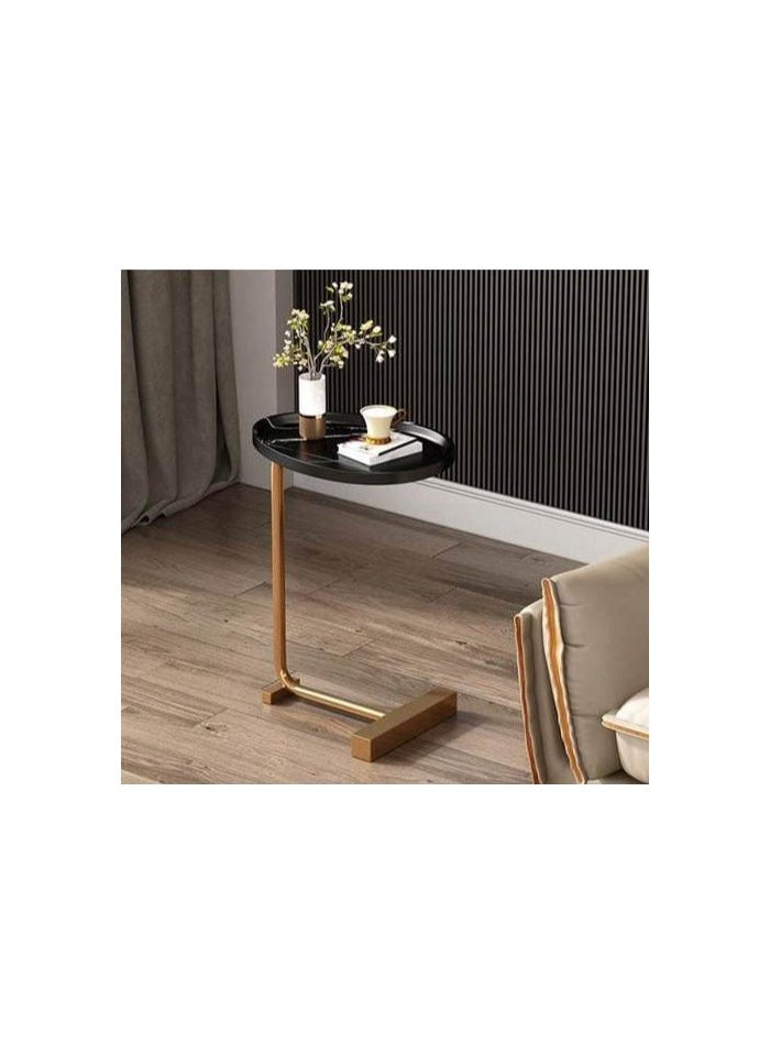 Generic C-Shaped Side Table for Living Room - Modern Coffee Table with Edge Guard Tray, Sturdy Metal Frame, and Wood Top - Small Space Snack Table for Bedroom, Sofa, and Bedside  - Image 2