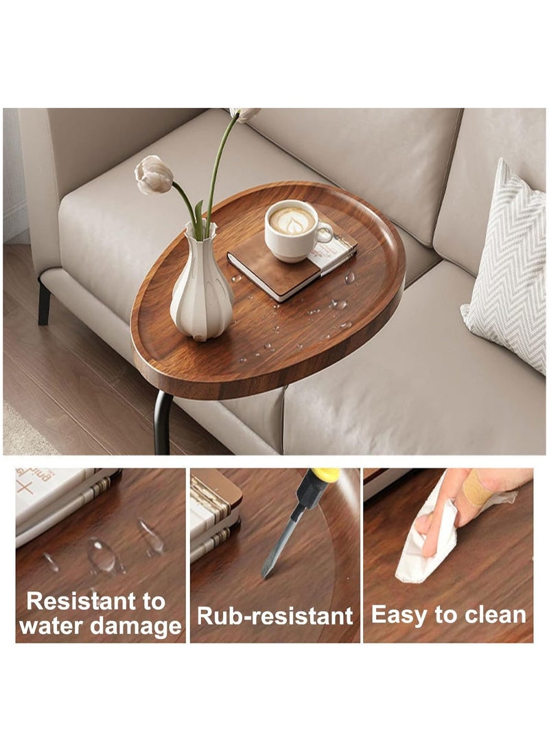 Generic C-Shaped Side Table for Living Room - Modern Coffee Table with Edge Guard Tray, Sturdy Metal Frame, and Wood Top - Small Space Snack Table for Bedroom, Sofa, and Bedside  - Image 4