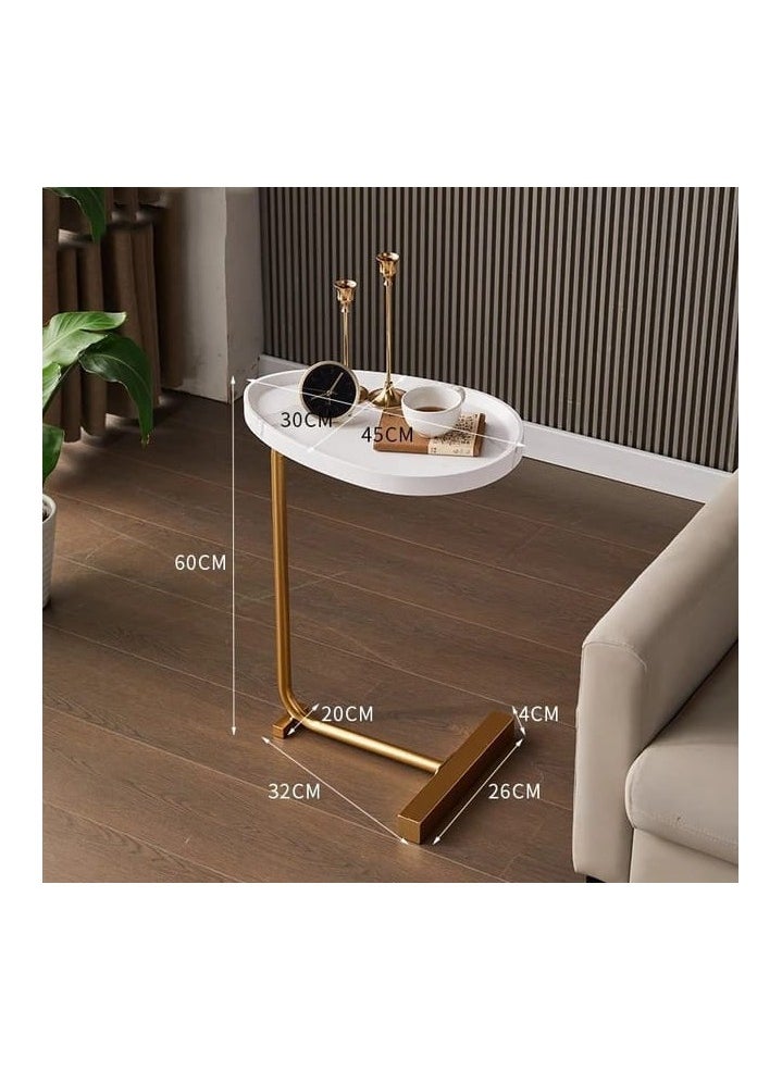 Generic C-Shaped Side Table for Living Room - Modern Coffee Table with Edge Guard Tray, Sturdy Metal Frame, and Wood Top - Small Space Snack Table for Bedroom, Sofa, and Bedside  - Image 5
