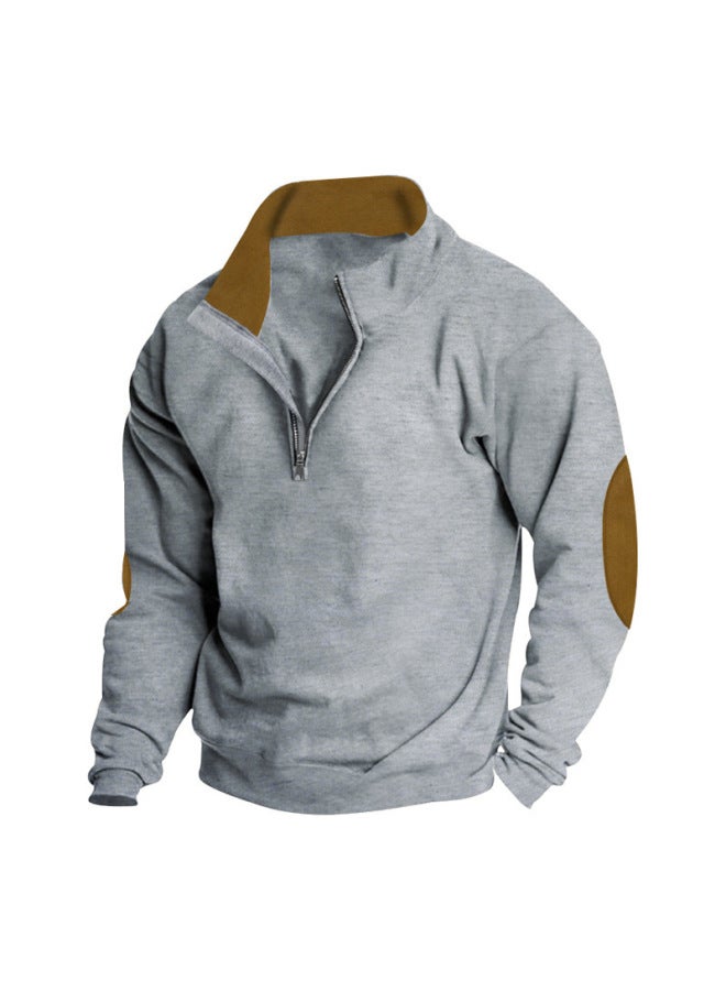 سبرينغ سترة رجالية للربيع/الخريف، خارجية وكاجوال، مطرزة، بلوكات لونية، ياقة واقفة، أكمام طويلة، سميكة - Image 1