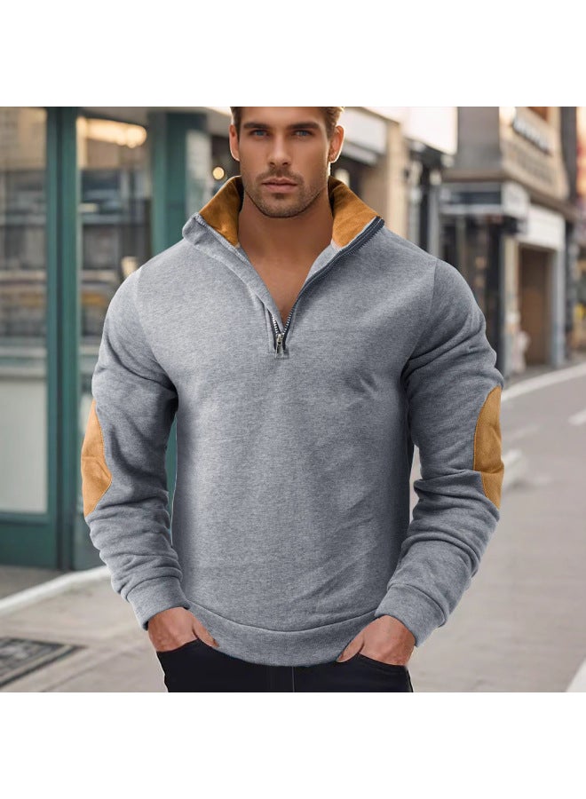 سبرينغ سترة رجالية للربيع/الخريف، خارجية وكاجوال، مطرزة، بلوكات لونية، ياقة واقفة، أكمام طويلة، سميكة - Image 3