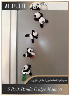 الروهيت 5 قطع مغناطيس ثلاجة باندا قطيفة، مغناطيس ثلاجة ثلاثي الأبعاد، رسوم متحركة إبداعية، ديكور منزلي  - Image 1