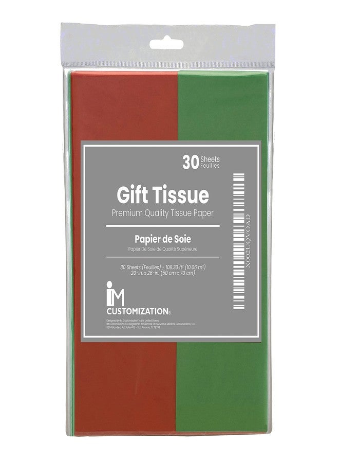 IM Customization Red and Green Christmas Tissue Paper - 30 Sheets - 20 x 26 Inches - for Christmas Gifts, Holiday Crafts, and More - Image 1