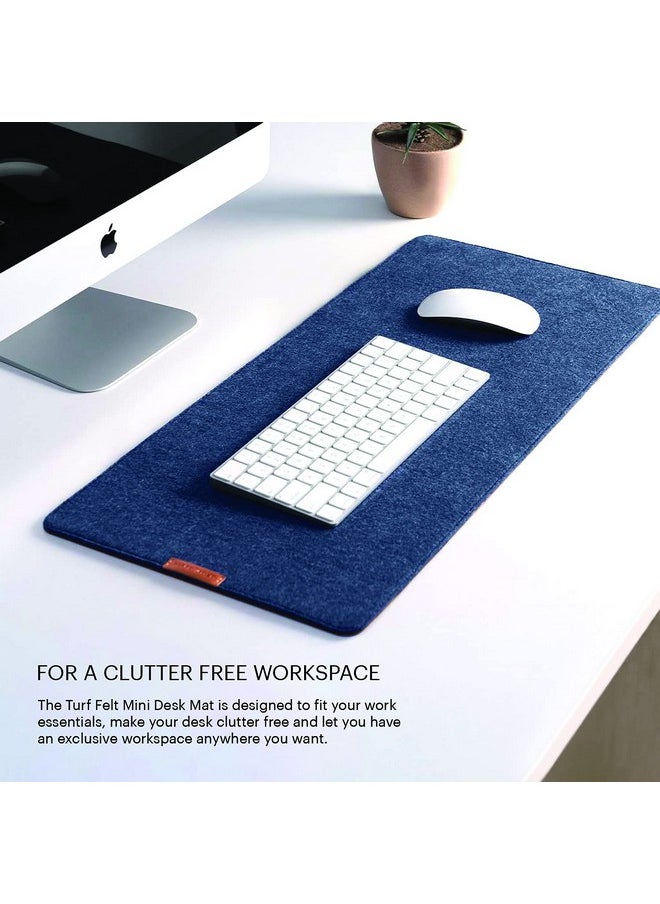 DailyObjects DailyObjects Premium Vegan Leather Mini Desk Mat Organiser | Anti-Skid | Anti-Slip | 63 * 28 cm | Reversible Desk Spread Turf Desk/Laptop Mat for Work from Home/Office/Gaming | Turf Felt - Blue  - Image 2