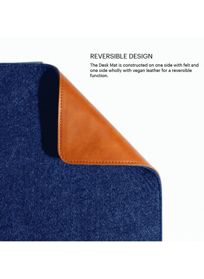 DailyObjects DailyObjects Premium Vegan Leather Mini Desk Mat Organiser | Anti-Skid | Anti-Slip | 63 * 28 cm | Reversible Desk Spread Turf Desk/Laptop Mat for Work from Home/Office/Gaming | Turf Felt - Blue  - Image 5