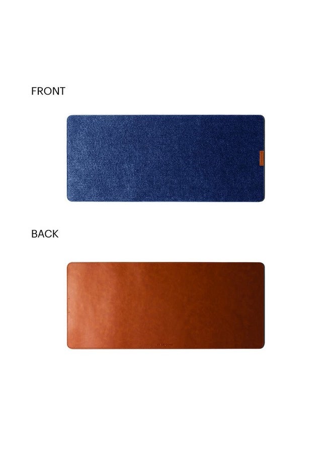 DailyObjects DailyObjects Premium Vegan Leather Mini Desk Mat Organiser | Anti-Skid | Anti-Slip | 63 * 28 cm | Reversible Desk Spread Turf Desk/Laptop Mat for Work from Home/Office/Gaming | Turf Felt - Blue  - Image 3