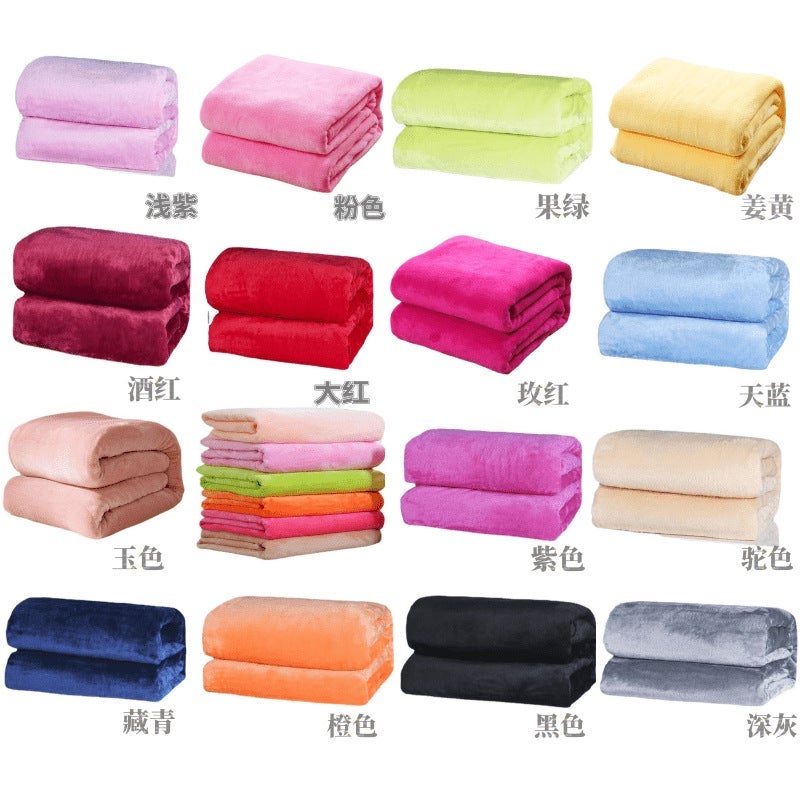 Solid Color Blanket Coral Fleece Thickened Flannel Nap Single Double Blanket Will Sell Gift Blanket - Image 2