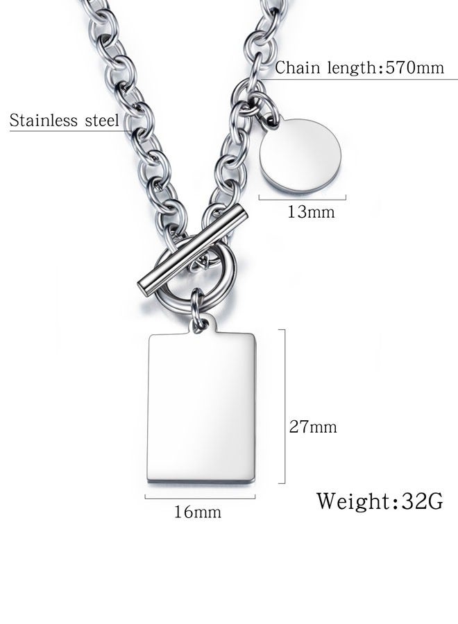 HAWAWA Stainless Steel Tag Plates Pendant Necklace for Mens Boys Cool Necklace Jewelry Gifts 57cm Chain  - Image 2