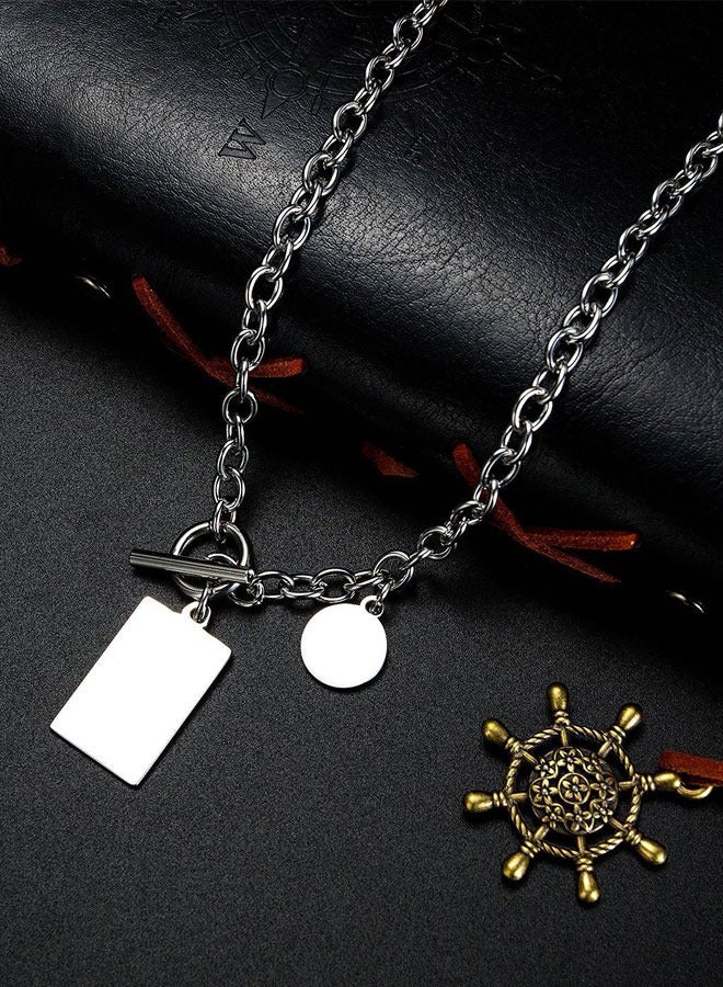 HAWAWA Stainless Steel Tag Plates Pendant Necklace for Mens Boys Cool Necklace Jewelry Gifts 57cm Chain  - Image 3
