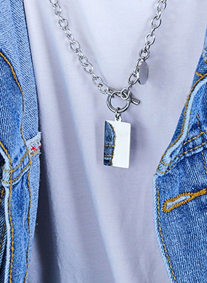 HAWAWA Stainless Steel Tag Plates Pendant Necklace for Mens Boys Cool Necklace Jewelry Gifts 57cm Chain  - Image 4