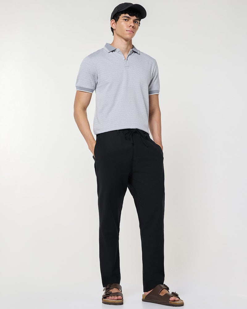 bewakoof Men's Jet Black Cotton Linen Pants - Image 4