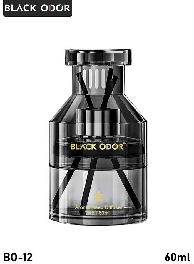 BLACK ODOR Black Odor 5-Star Hotel Aroma Reed Diffuser BO-12, 60ml Long-Lasting Essential Oil Air Freshener with Reed Sticks, Spill-Proof Design for Car, Home, Office, Wardrobe - Image 1