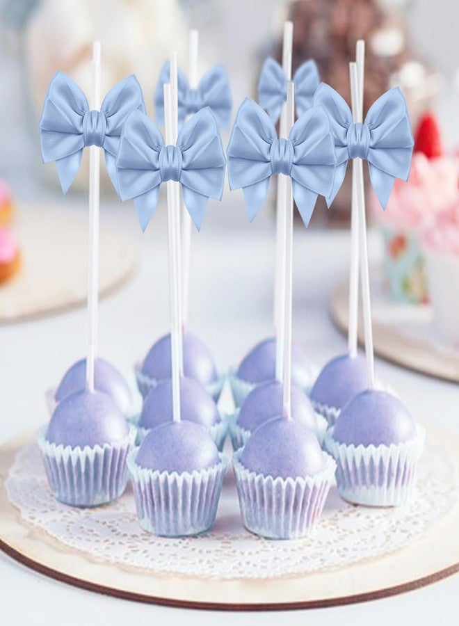 Jacriah Dusty Blue Twist Tie Bows for Treat Bags, 30 Pack 3.5 Inch Premade Satin Ribbon Bows for Gift Wrapping Crafts Party Decoration Wedding Favors Bridal Shower Christmas Tree Decor Cake Pops Candy - Image 4