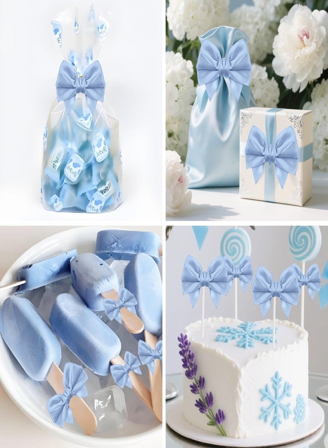 Jacriah Dusty Blue Twist Tie Bows for Treat Bags, 30 Pack 3.5 Inch Premade Satin Ribbon Bows for Gift Wrapping Crafts Party Decoration Wedding Favors Bridal Shower Christmas Tree Decor Cake Pops Candy - Image 5