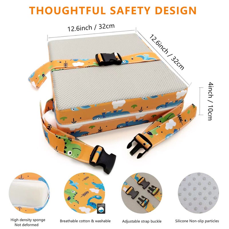 yeroly Toddler Booster Seat for Dining Table - 4in Cushion, Portable Booster for Baby, Adjustable Kids Chair Height, Washable Seat Pad Mat - Image 2