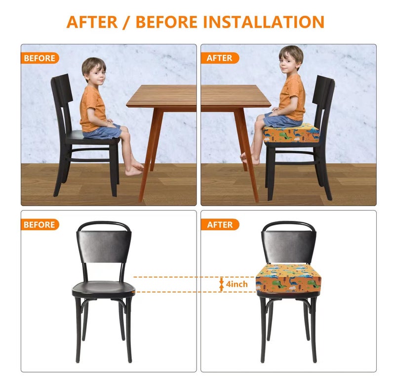 yeroly Toddler Booster Seat for Dining Table - 4in Cushion, Portable Booster for Baby, Adjustable Kids Chair Height, Washable Seat Pad Mat - Image 4
