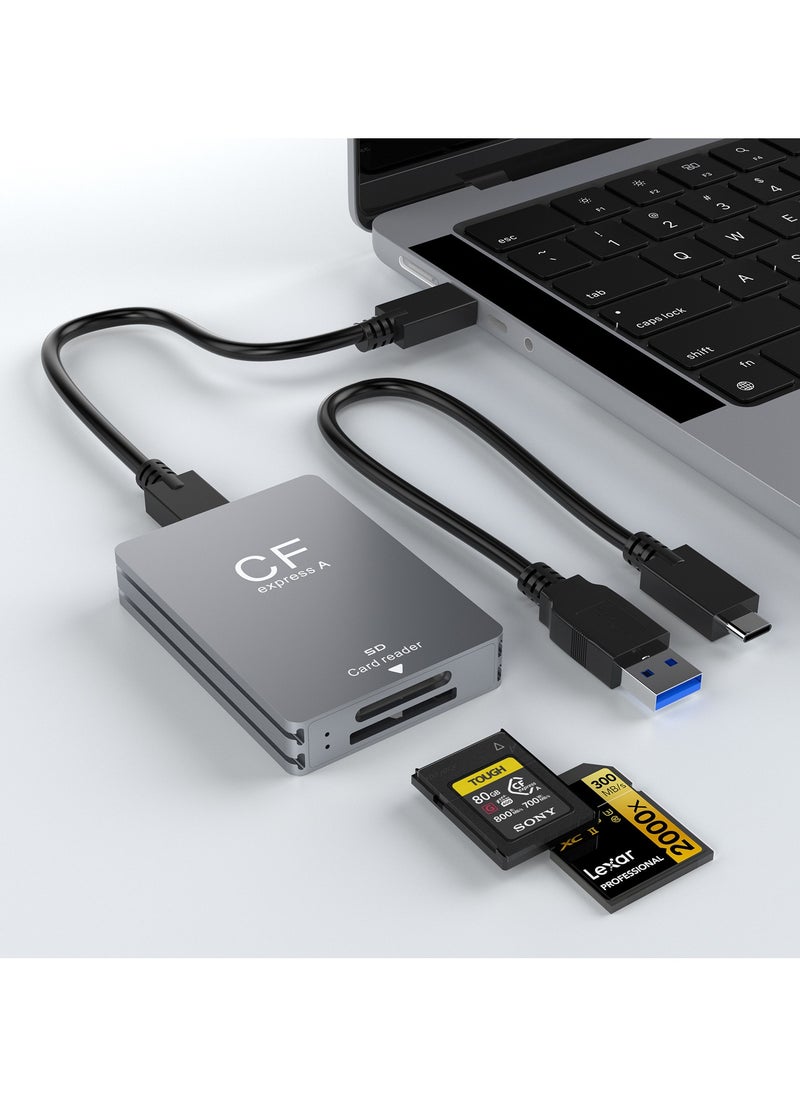 SYOSI - قارئ بطاقات مزدوج الفتحات من النوع B وSD، USB 3.1 Gen 2 بسرعة 10 جيجابت في الثانية، قارئ بطاقات CF Express محمول، كابل USB C إلى USB A/C، متوافق مع أنظمة Windows وMac وLinux وAndroid - Image 1