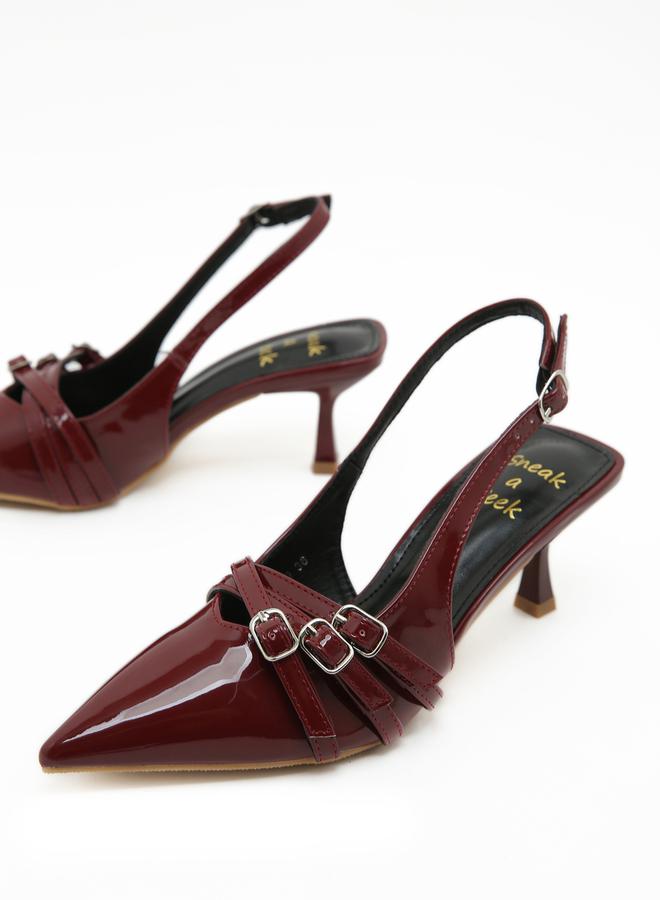 سنيك ايه بيك حذاء بكعب عالٍ مدبب بكعب ستيليتو وتفاصيل مشبك - Image 4